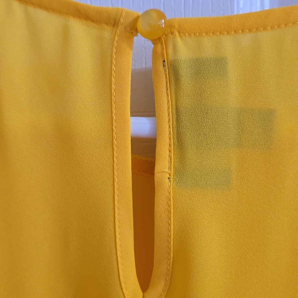 Bright Yellow Cold-Shoulder Ruffle Blouse - Picture 4 of 5